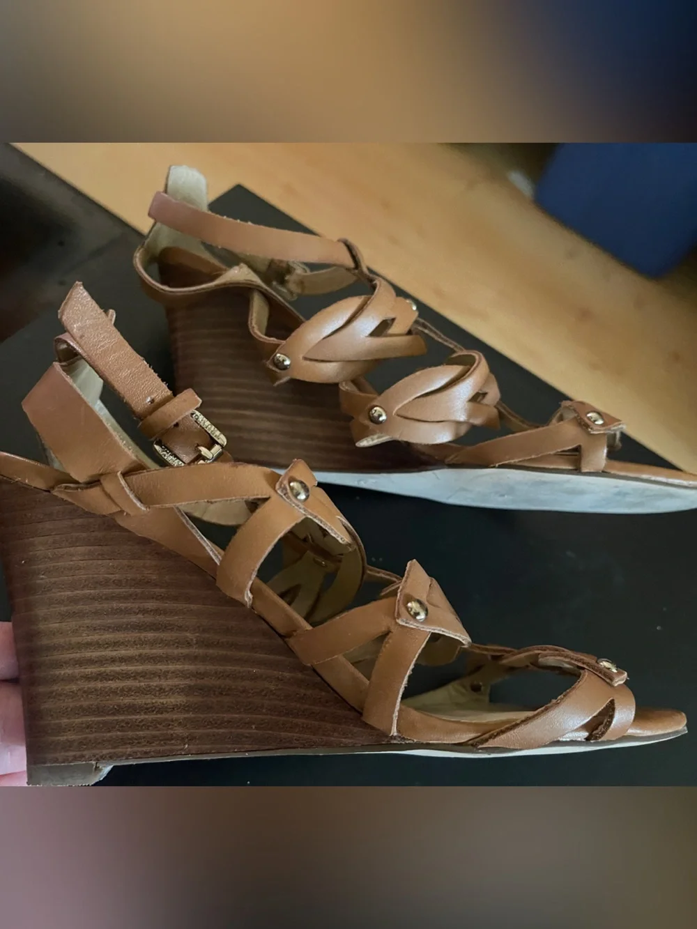 Ivanka Trump Tan Braided Strappy Sandals